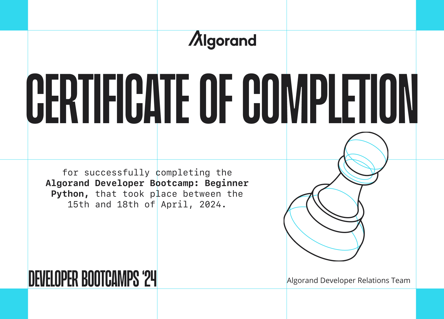 Certificate of Completion: Beginner Python Bootcamp.